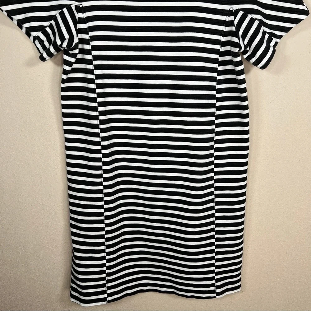 SMALL J CREW STRIPED DRESS BLACK WHITE PREPPY CASUAL SHEATH SHORT SLEEVE